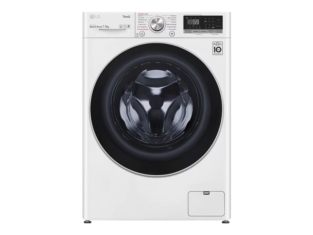 Lg F2dv5s7s1e, Frontlader, Freistehend, Weiß, Links, Tasten, Drehregler, Led