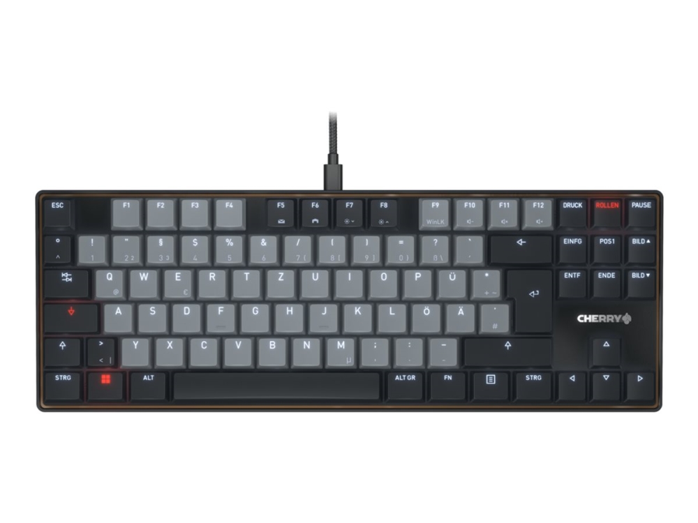 Cherry Kc 500 Mx Lp - Tastatur - 80% - Tkl - Bagbelyst - Usb - Qwerty - Usa - Tastkontakt: Cherry Mx Low Profile 2.0 Ivory - Sort
