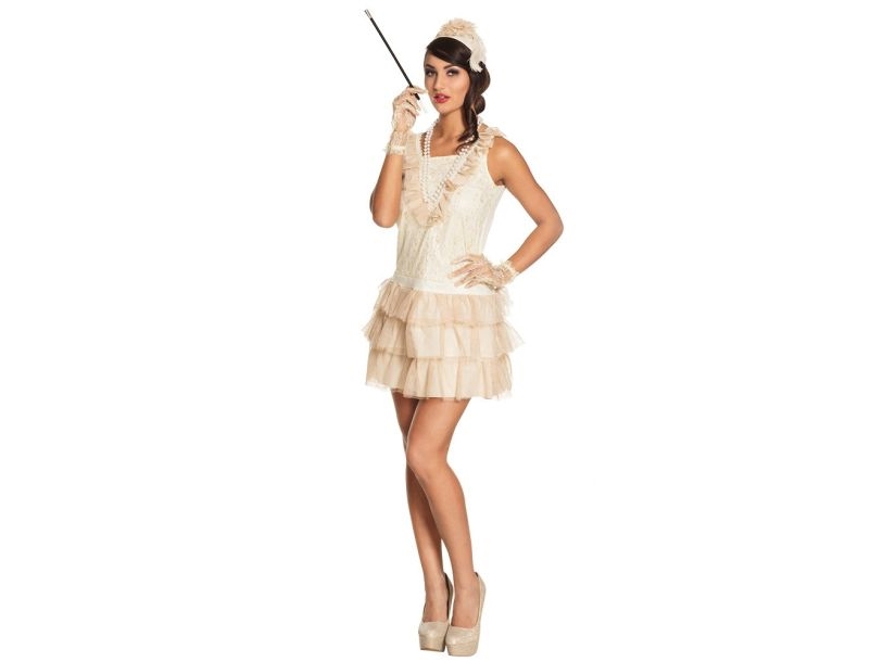 Beigefarbenes Charleston-Kleid