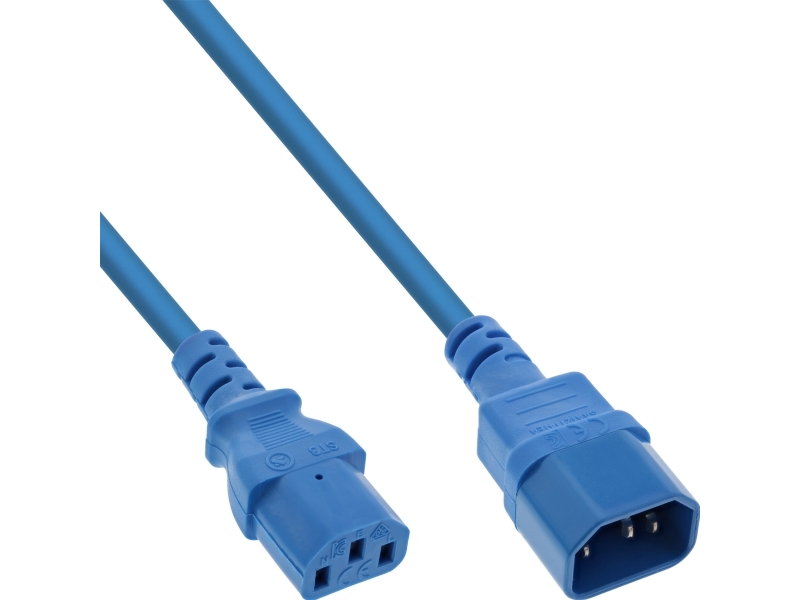 InLine 55 Bulk-Pack IEC förlängningskabel C13 till C14 blå 1m - Kabel - Förlängningskabel - ström/strömförsörjning - 1 m - IEC (B-16501B) | Datortillbehör - Kablar & adaptrar - Strömkablar | GameStuff