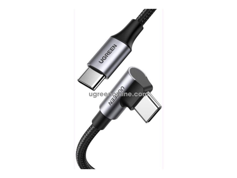 Ugreen - USB-kabel - 24 pin USB-C (hane) till 24 pin USB-C (hane) vinklad - 2 m - svart