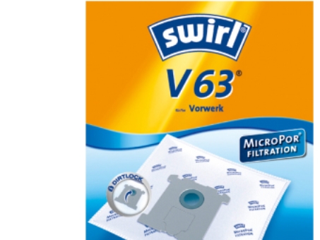Swirl V 63 Micropor, Beholder Vakuum, Støvpose, Blå, Hvid, Vorverk Vt 250/251/252 Tiger, 4 Stk