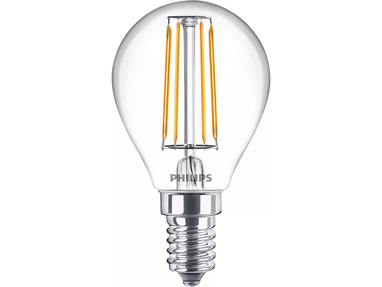 Philips Filament-Kerzenlampe, P45 E14, Transparent, 40 W, 4,3 W, 40 W, E14, 470 Lm, 15000 H, Warmweiß