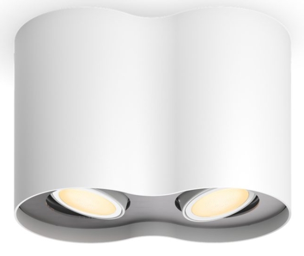 Philips Hue White Ambiance Pillar Double Spotlight - Includes Gu10 Led Bulb - Bluetooth Control Via App - Includes Dimmer Switch - Add Hue Bridge To