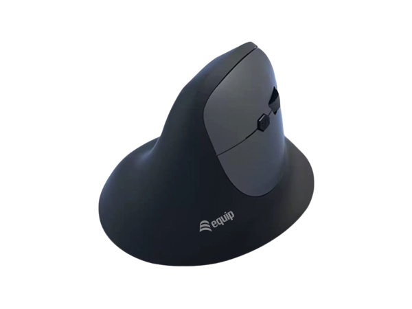 Equip Ergonomic Dual Mode Wireless Mouse, Rechargeable, Right-Hand, Vertical Design, Optical, Rf Wireless + Bluetooth, 1600 Dpi, Black