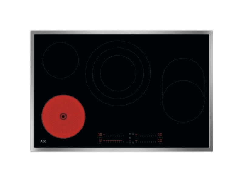Aeg Ohi84a07xb, Schwarz, Edelstahl, Integriert, 80 Cm, Keramik, Glaskeramik, 4 Zone(N)