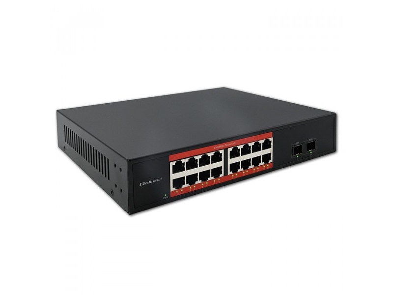 Qoltec Network Switch Gigabit Ethernet Poe | 16X Rj45 | 2X Sfp | 1000 Mbps