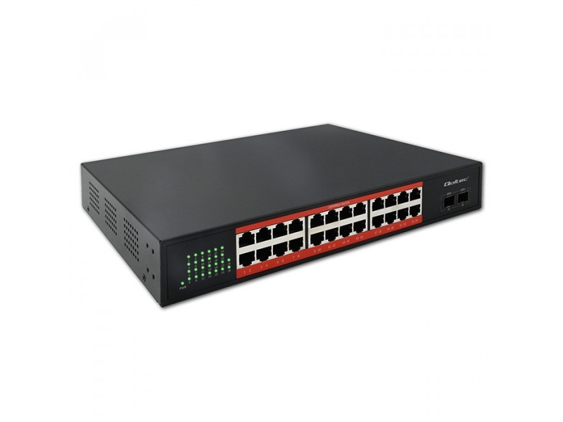 Qoltec Gigabit Ethernet Poe Switch | 24X Rj45 | 2X Sfp | 1000 Mbps