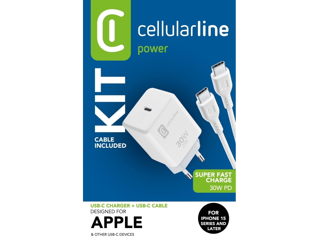 Cellularline Achiphkitc2cpd30ww Oplader Til Mobile Enheder Smartphone - Tablets Hvid Ac Indendørs (Achiphkitc2cpd30ww)