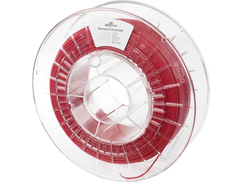 Spectrum Filaments 80259 S-Flex 90A Filament Fleksibelt Glødetråd Fleksibel, Kemisk Bestandig, Uden Trækkraft 1.75 Mm 500 G Bloody Red, Rød 1 Stk