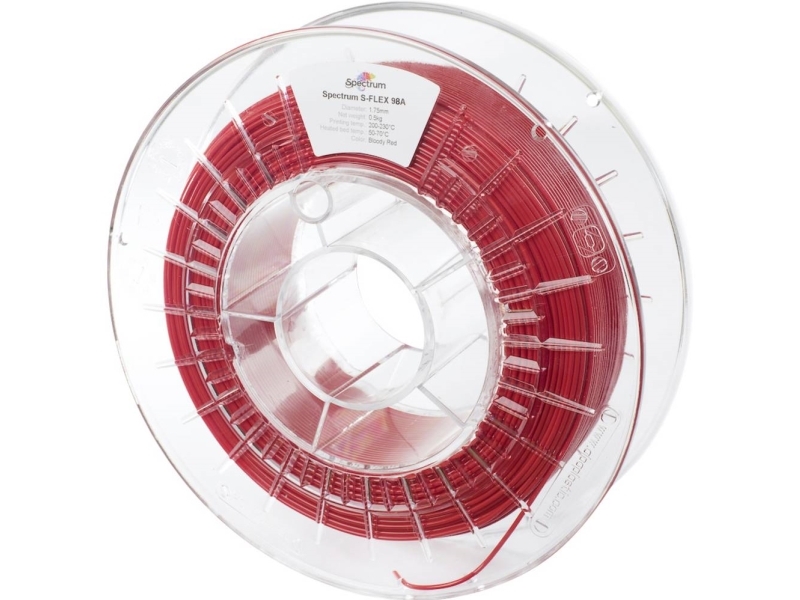 Spectrum Filaments 80515 S-Flex 98A Filament Fleksibelt Glødetråd Fleksibel, Kemisk Bestandig, Uden Trækkraft 1.75 Mm 500 G Bloody Red, Rød 1 Stk