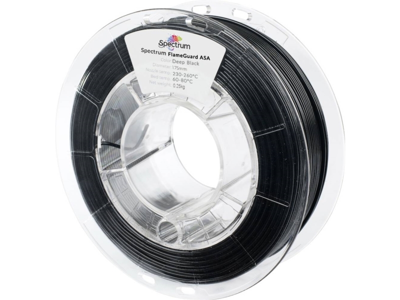 Spectrum Filaments 81441 Flameguard Asa 275 Filament Asa Flammhemmend, Hitzebeständig, Uv-Beständig, Witterungsbeständig 1,75 Mm 250 G Tiefschwarz ,