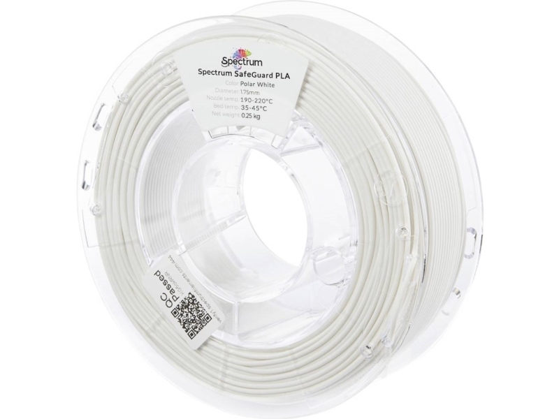 Spectrum Filaments 81553 Safeguard Pla Filament Pla-Plast Antibakteriel 1.75 Mm 250 G Polar White, Hvid 1 Stk