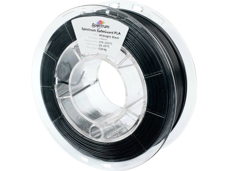 Spectrum Filaments 81552 Safeguard Pla Filament Pla-Plast Antibakteriel 1.75 Mm 250 G Deep Black , Sort 1 Stk
