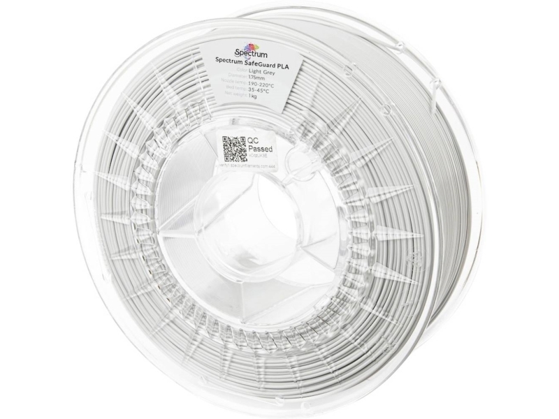 Spectrum Filaments 81557 Safeguard Pla Filament Pla-Plast Antibakteriel 1.75 Mm 1000 G Light Grey, Grå 1 Stk