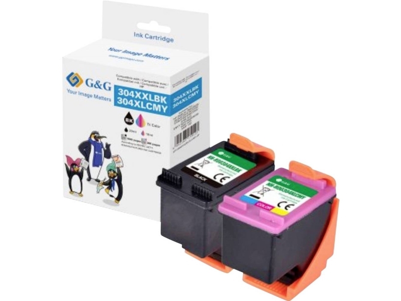 G&G Blæk Kompatibel Sort, Farve Gp-H304xxlbk/Xlcmy-2P