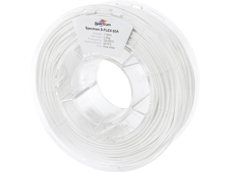 Spectrum Filaments 80571 S-Flex 85A Filament Fleksibelt Glødetråd Fleksibel, Kemisk Bestandig, Slagfast, Uden Trækkraft 1.75 Mm 250 G Polar White, Hv