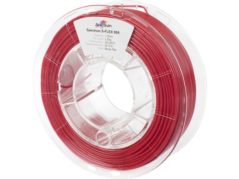 Spectrum Filaments 80252 S-Flex 90A Filament Fleksibelt Glødetråd Fleksibel, Kemisk Bestandig, Uden Trækkraft 1.75 Mm 250 G Bloody Red, Rød 1 Stk