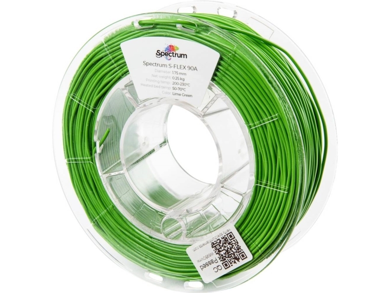Spectrum Filaments 80253 S-Flex 90A Filament Fleksibelt Glødetråd Fleksibel, Kemisk Bestandig, Uden Trækkraft 1.75 Mm 250 G Lime Green, Grøn 1 Stk
