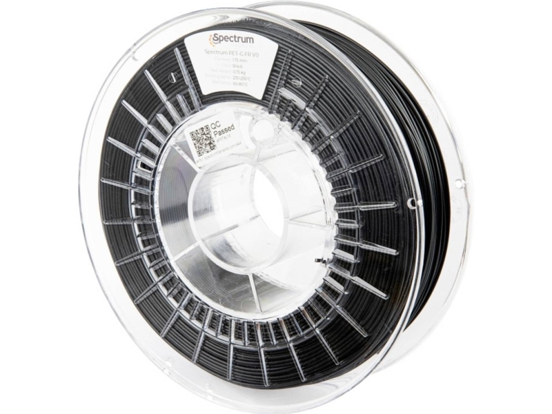 Spectrum Filaments 80552 Petg Fr V0 Filament Petg Flammehæmmende, Varmebestandig 1.75 Mm 750 G Sort 1 Stk