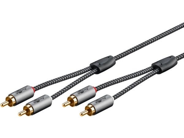 Goobay 65294, 2 X Rca, Männlich, 2 X Rca, Männlich, 3 M, Grau