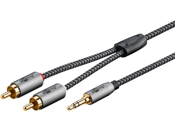 Goobay 65284, 3.5mm, Hankjønn, 2 x RCA, Hankjønn, 0,5 m, Sort, Sølv