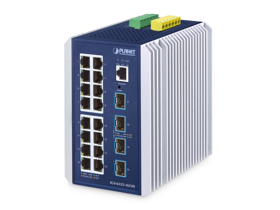 Planet Ip30 Industrial L3 16-Port, Managed, L3, Gigabit Ethernet (10/100/1000), Vollduplex, Wandmontage