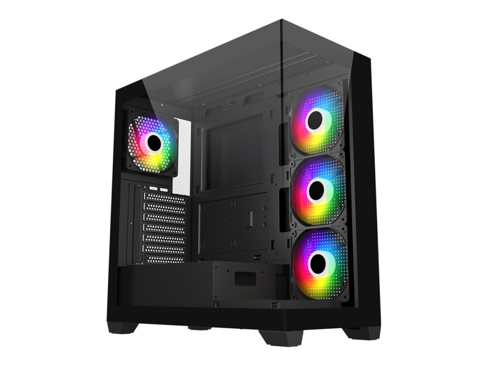 Fsp M340-Ba Gehäuse Midi Tower Mitx, Matx, Atx Schwarz Argb, Midi Tower, Pc, Schwarz, Atx, Micro Atx, Mini-Itx, Glas, Spcc, 17 Cm