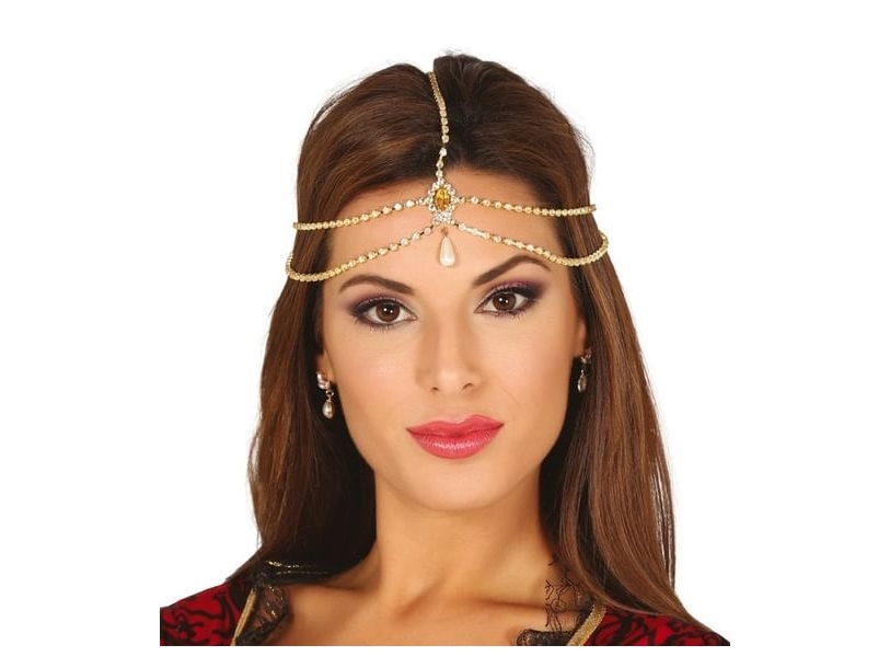 Guld hovedsmykke med perle