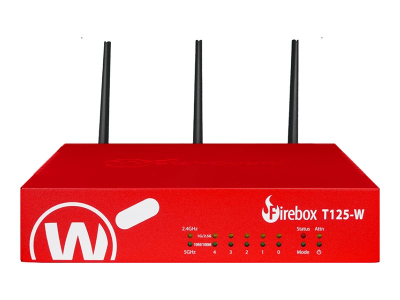 Watchguard Firebox T125-W - Sikkerhedsudstyr - Med 5 Års Total Security Suite - 4 Porte - 1Gbe, 2.5Gbe, Wi-Fi 7 - Wi-Fi 7 - Trade Up
