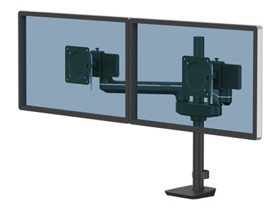 Fellowes Tallo - Monteringssæt (Hurtigudløser Vesa-Plade, Klamme Base, Skivebase, Stangmontering) - For 2 Lcd Displays - Modular - Sort - Skærmstørre