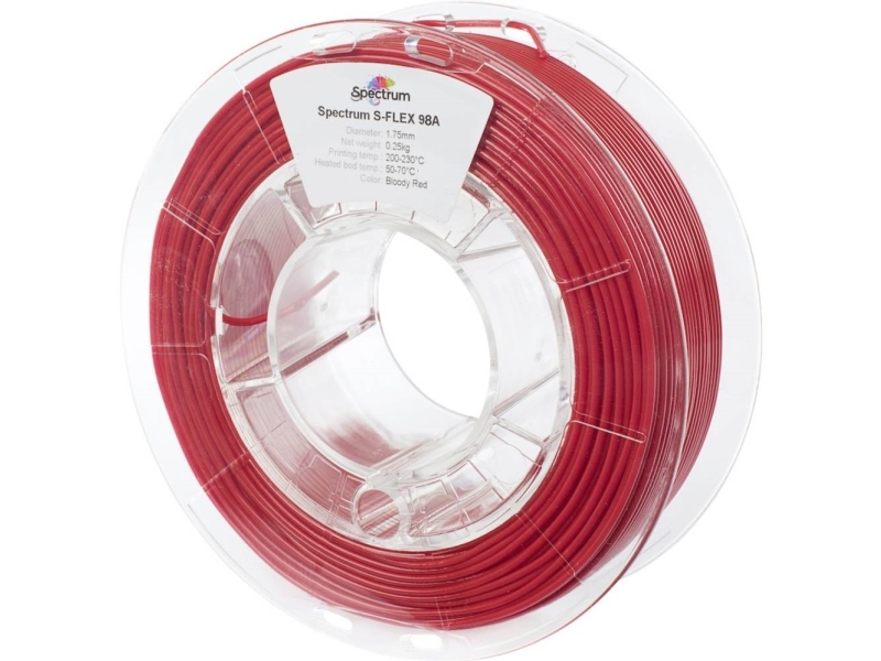 Spectrum Filaments 80528 S-Flex 98A Filament Fleksibelt Glødetråd Fleksibel, Kemisk Bestandig, Uden Trækkraft 1.75 Mm 250 G Bloody Red, Rød 1 Stk