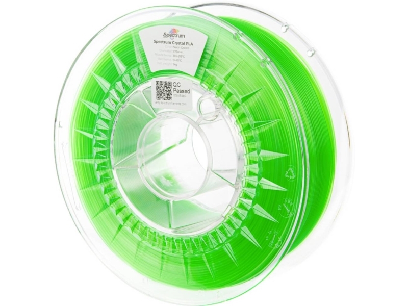 Spectrum Filaments 80888 Pla Crystal Filament Pla-Plast Forhøjet Extrusionsrate 1.75 Mm 1000 G Neongrøn 1 Stk
