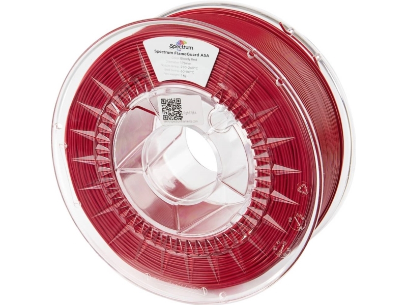 Spectrum Filaments 81567 Flameguard Asa 275 Filament Asa Flammhemmend, Hitzebeständig, Uv-Beständig, Witterungsbeständig 1,75 Mm 1000 G Bloody Red, R