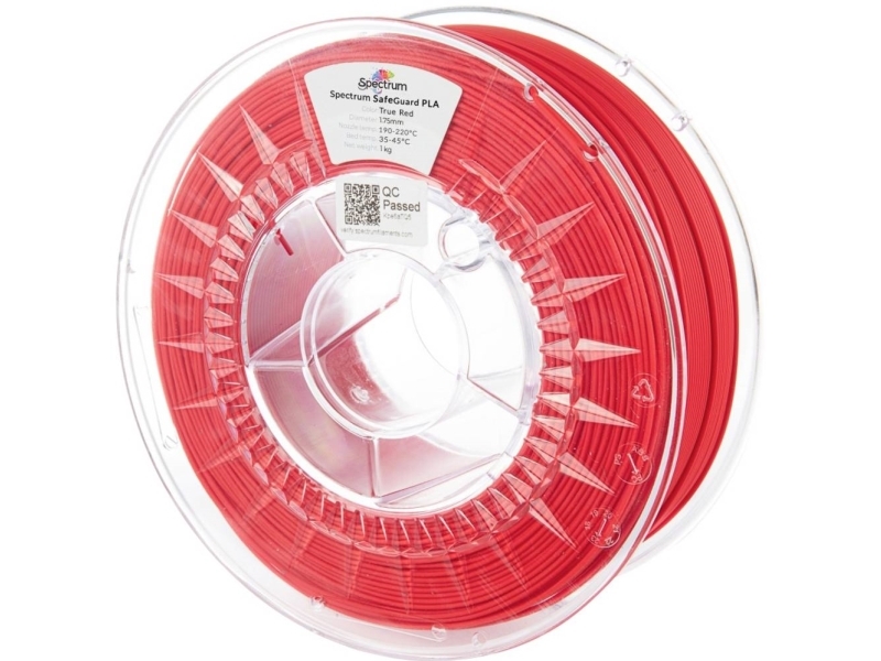 Spectrum Filaments 81559 Safeguard Pla Filament Pla-Plast Antibakteriel 1.75 Mm 1000 G True Red, Rød 1 Stk