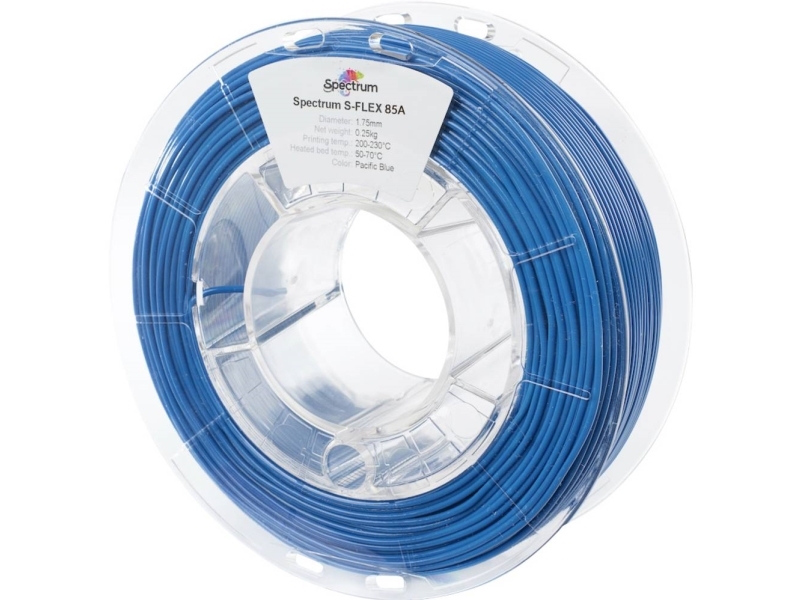 Spectrum Filaments 80570 S-Flex 85A Filament Fleksibelt Glødetråd Fleksibel, Kemisk Bestandig, Slagfast, Uden Trækkraft 1.75 Mm 250 G Pacific Blue, B