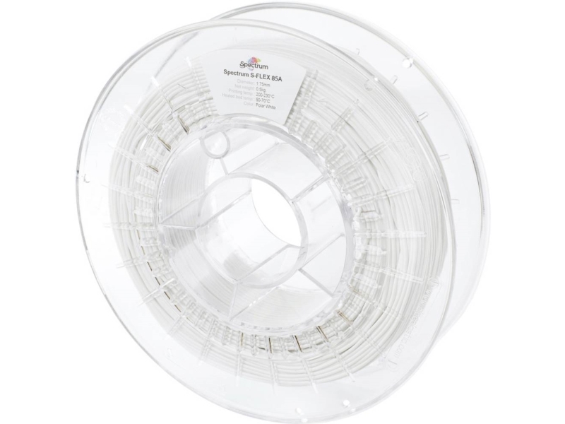 Spectrum Filaments 80578 S-Flex 85A Filament Fleksibelt Glødetråd Fleksibel, Kemisk Bestandig, Slagfast, Uden Trækkraft 1.75 Mm 500 G Polar White, Hv