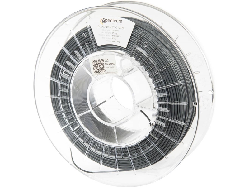 Spectrum Filaments 80475 Pet-G Fx120 Filament Petg Hitzebeständig, Flexibel, Geruchsarm 1,75 Mm 500 G Grau 1 St