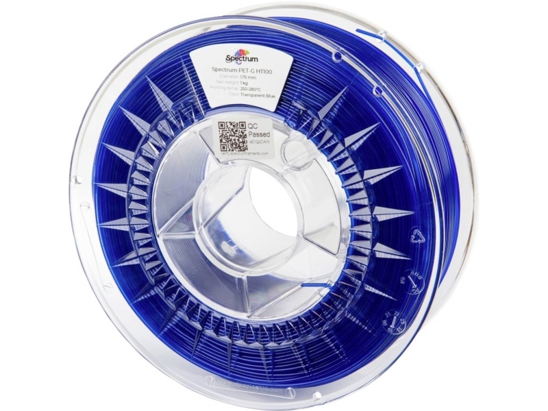 Spectrum Filaments 80403 Pet-G Ht100 Filament Petg Varmebestandig, Kemisk Bestandig 1.75 Mm 1000 G Transparent Blue, Blå (Transparent) 1 Stk