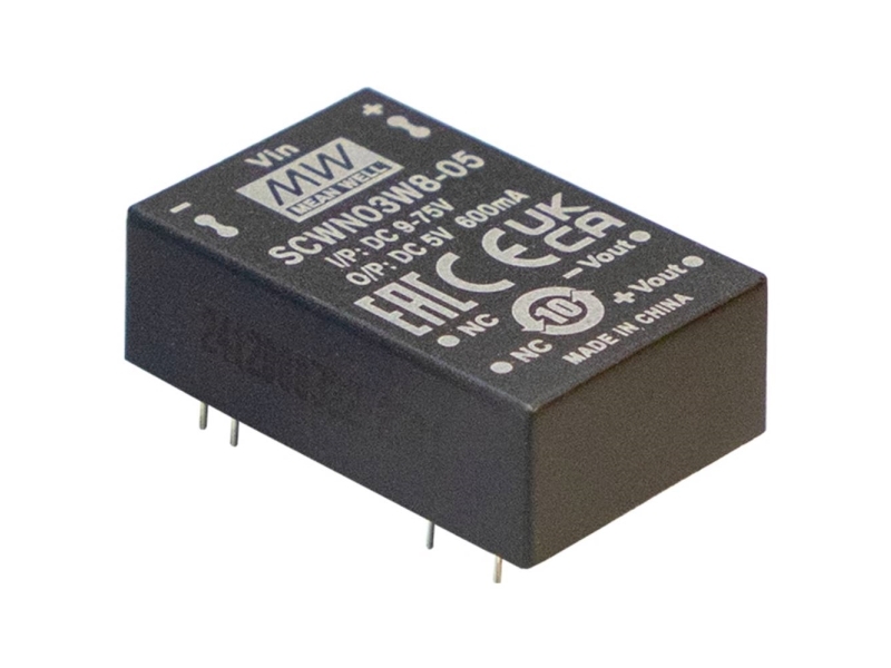 MEAN WELL SCWN03W8-03 DC/DC-bilomformer 24 V 3.3 V 0.600 A 3 W Indhold 1 stk