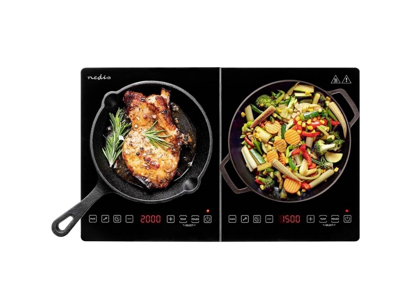 Nedis Kaip124cbk2, Sort, Bordplade, 56 Cm, Zone Induktionskogeplade, Glas, 2 Zone(S)