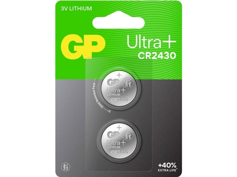 Gp Knopfzellenbatterie Cr 2430 3 V 2 Stück 300 Mah Li-Mno2 Gp Ultra Plus Batterie Lithium Knopfzelle Cr2430 2 Stück