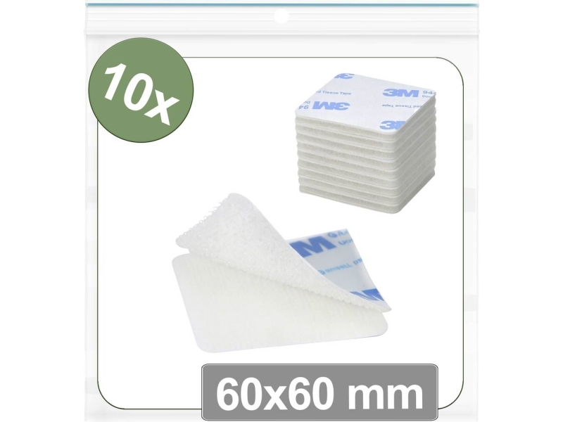 Quadrios 25Ca675 Burrebåndpunkter Til Fastlimning Burrebånd Statisk Loop Del (L X B) 60 Mm X 60 Mm Hvid 10 Stk