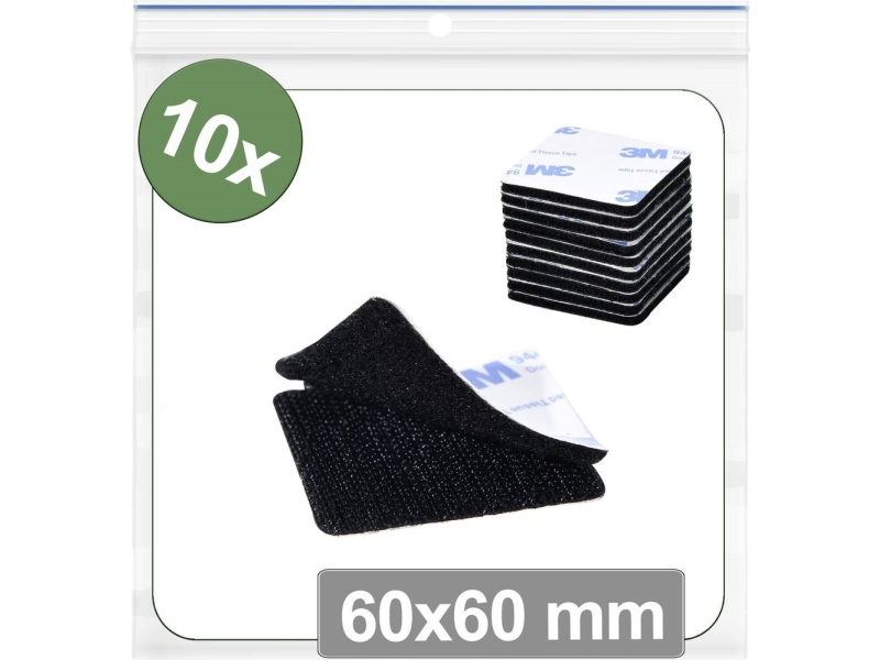 Quadrios 25CA657 kardborrefästen för fastsättning självhäftande hane- och hona-del (L x B) 60 mm x 60 mm svart 10 st (25CA657) | EL Artiklar - Vägar & tillägg - Övriga | GameStuff