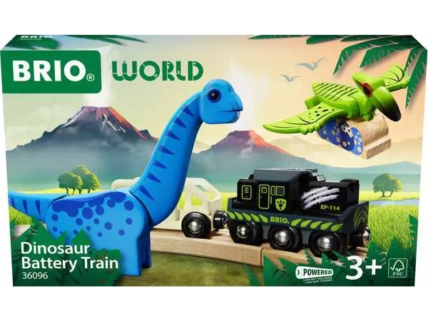 Brio Dinosaur Battery Train, Tog, 3 År, Træ, Flerfarvet