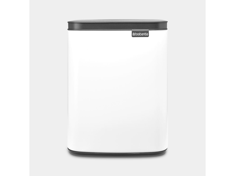 Brabantia Bo Waste Bin, 7 L, Rechteckig, Stahl, Schwarz, Weiß, Stahl, Manuell