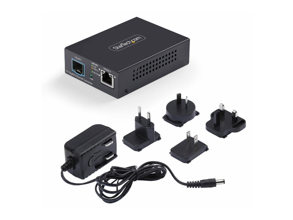 Startech.Com 10Gbe Multi-Gigabit Open Sfp+ Fiber Media Converter, 10G/5G/2.5G/1G/100M, Copper To 10Gbase-X Sfp+, Single-Mode, Multi-Mode, 16K Jumbo F