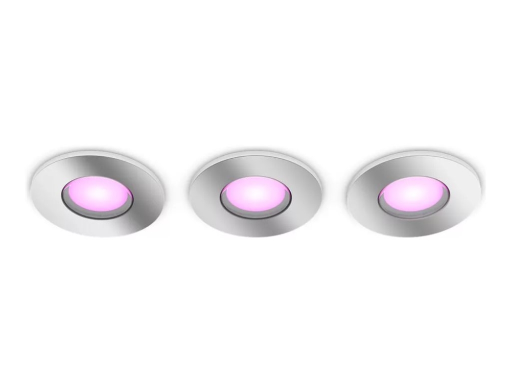 Philips Hue White And Color Ambiance 3-Pack Xamento Recessed Spotlight 3 X Gu10 Bulb - Bluetooth Control Via App - Control With App Or Voice - Add Hu