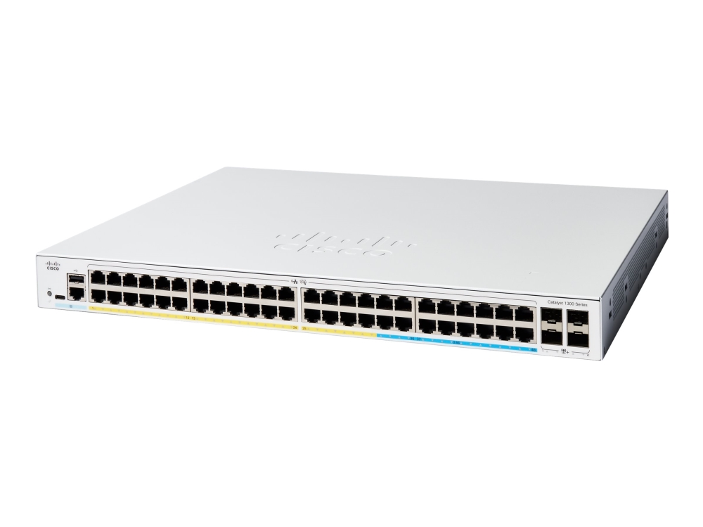 Cisco Catalyst 1300-48T-4G - Switch - L3 - Administreret - 48 X 10/100/1000Base-T + 4 X 10 Gigabit Sfp+ - Monterbar På Stativ - Genproduceret