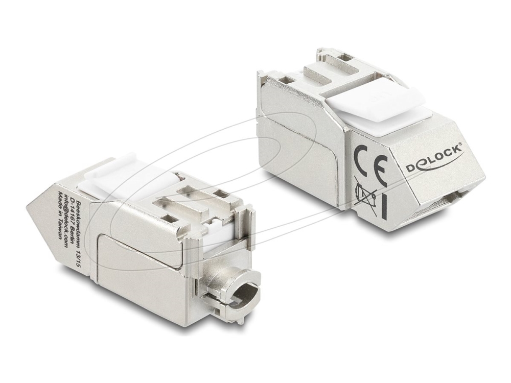 Delock - Modular Indlæg - 45° Angled, 90° Cable Routing, Tool-Free - Cat 6A - Skærmet - Rj-45, Lsa - Metal